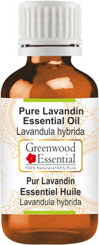 Greenwood Essential Lavandin Essential Oil (Lavandula hybrida) Pure | Non-Sticky | Non-Greasy | Lightweight | Men & Women | All Skin Types | Steam Distilled 15ml (0.50 oz)