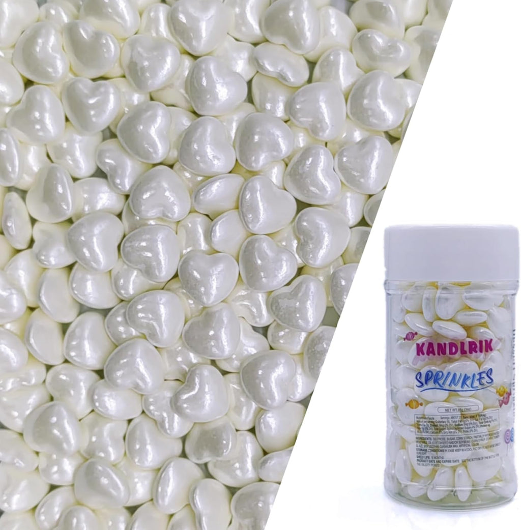 White Heart Sprinkles Edible Heart Cake Decorating Cake Decorations Cupcake Toppers Cookie Decorating Perfect for Cakes, Cupcakes, Desserts Toppings 3OZ