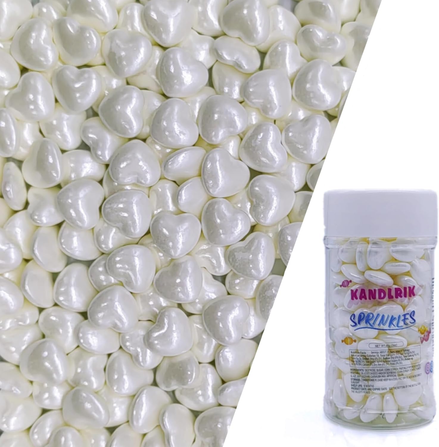 White Heart Sprinkles Edible Heart Cake Decorating Cake Decorations Cupcake Toppers Cookie Decorating Perfect for Cakes, Cupcakes, Desserts Toppings 3OZ