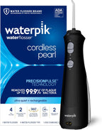 Waterpik Cordless Pearl Rechargeable Portable Water Flosser for Teeth, Gums, Braces Care and Travel, Extra Quiet, 4 Flossing Tips - ADA Accepted, WF-13 Black, Amazon Exclusive