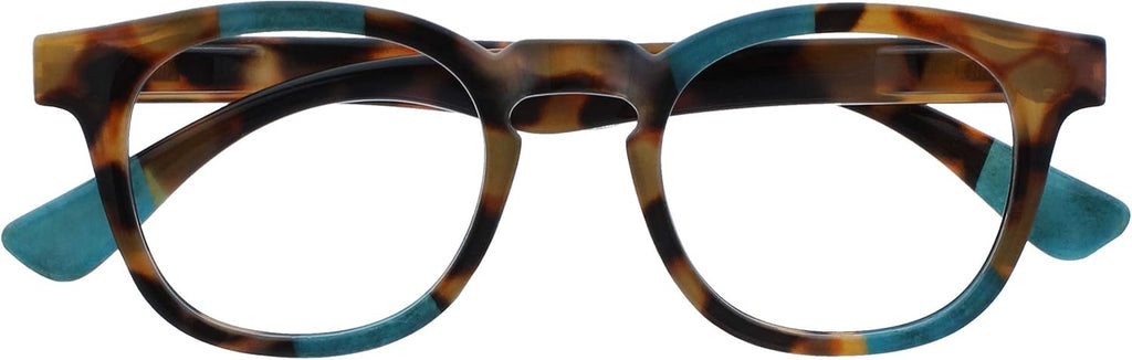 OPULIZE AVA Reading glasses for Women Men,Scratch Resistant Round frame with Spring Hinges, Brown Tortoiseshell with a Touch of Turquoise +1.5 (Pack of 1)