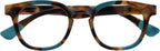 OPULIZE AVA Reading glasses for Women Men,Scratch Resistant Round frame with Spring Hinges, Brown Tortoiseshell with a Touch of Turquoise +2 (Pack of 1)