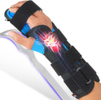 FEATOL Resting Hand Splint Stroke Night Immobilizer with Removable Splints- Pain Relief For Carpel Tunnel, Stroke Recovery, Arthritis, Tendinitis-Functional Support Wrist Finger Brace-Right Large-For Men and Women