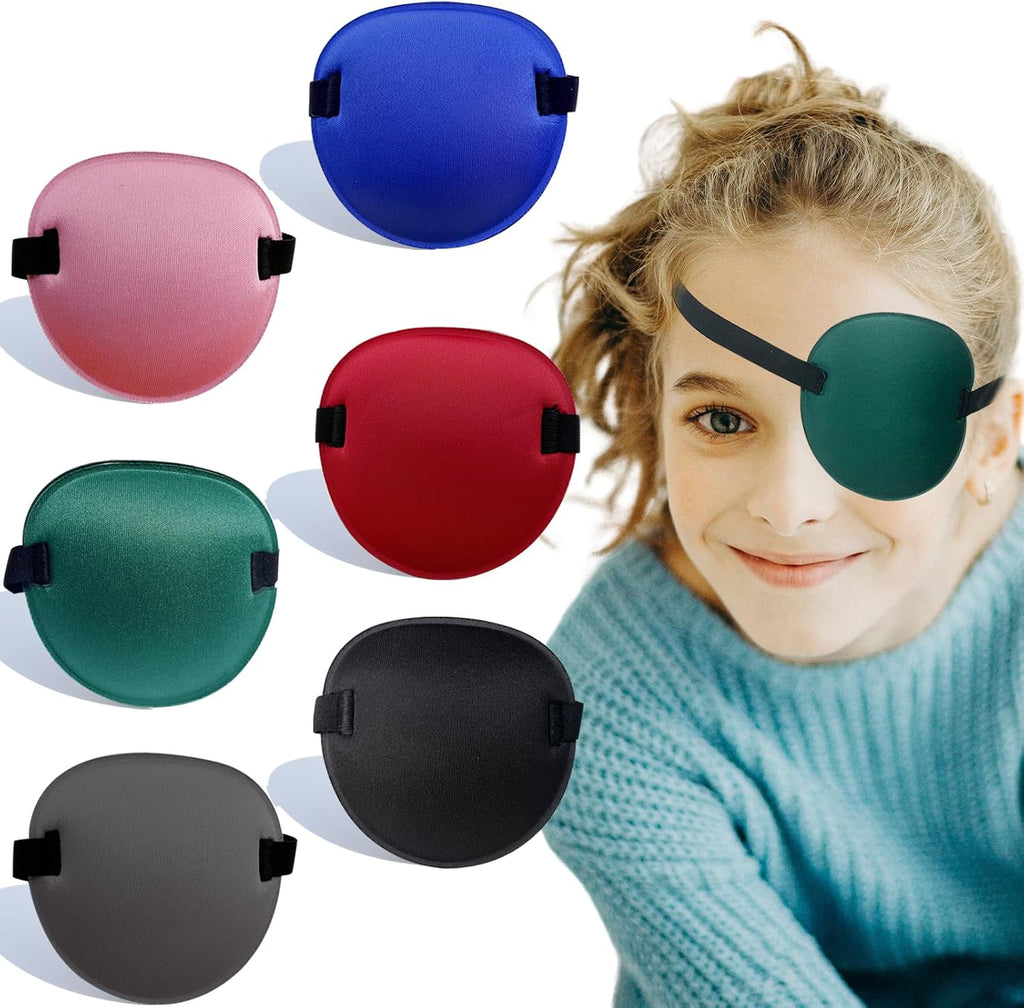 6 Pcs Eye Patch, Adjustable Eyepatch for Left and Right Eye, Medical Eye Patches for Adults and Kids Lazy Eye Pirate Costume, 6 Colors