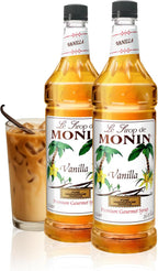 Monin - Vanilla Syrup | Pure & Rare Madagascar Vanilla, Premium Syrup for Coffee, Lattes & More | Clean Label, No Artificial Flavors, No Artificial Preservatives (BPA Free Bottle, 33.8 fl oz, 2-pack)