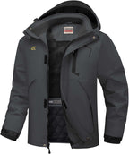 WULFUL Men's Winter Coats Waterproof Ski Jacket Warm Windproof Winter Windbreaker Jackets for Men with Hood