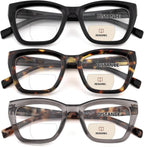 HIYANJN Bifocal Reading Glasses For Women Men 3 Pack Fashion Cat Eye Computer Readers Clear Top Oversized Eyeglasses