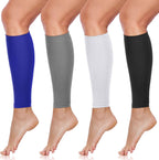 SATINIOR 4 Pairs Calf Compression Sleeve Leg Compression Sock Calf and Shin Support Relieve Calf Pain for Men Women Youth for Running, Cycling, Walking Black, White, Gray, Blue, Large