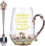 SWTHONY Fancy Tea Cup with Spoon Set Birthday Gifts for Women, Her, Sometimes You Forget You’re Awesome, Inspirational Encouragement Gifts for Teacher, Coworker, Mom, Friends Christmas
