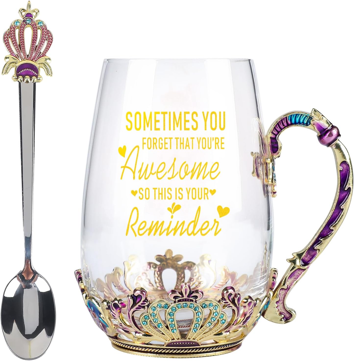 SWTHONY Fancy Tea Cup with Spoon Set Birthday Gifts for Women, Her, Sometimes You Forget You’re Awesome, Inspirational Encouragement Gifts for Teacher, Coworker, Mom, Friends Christmas