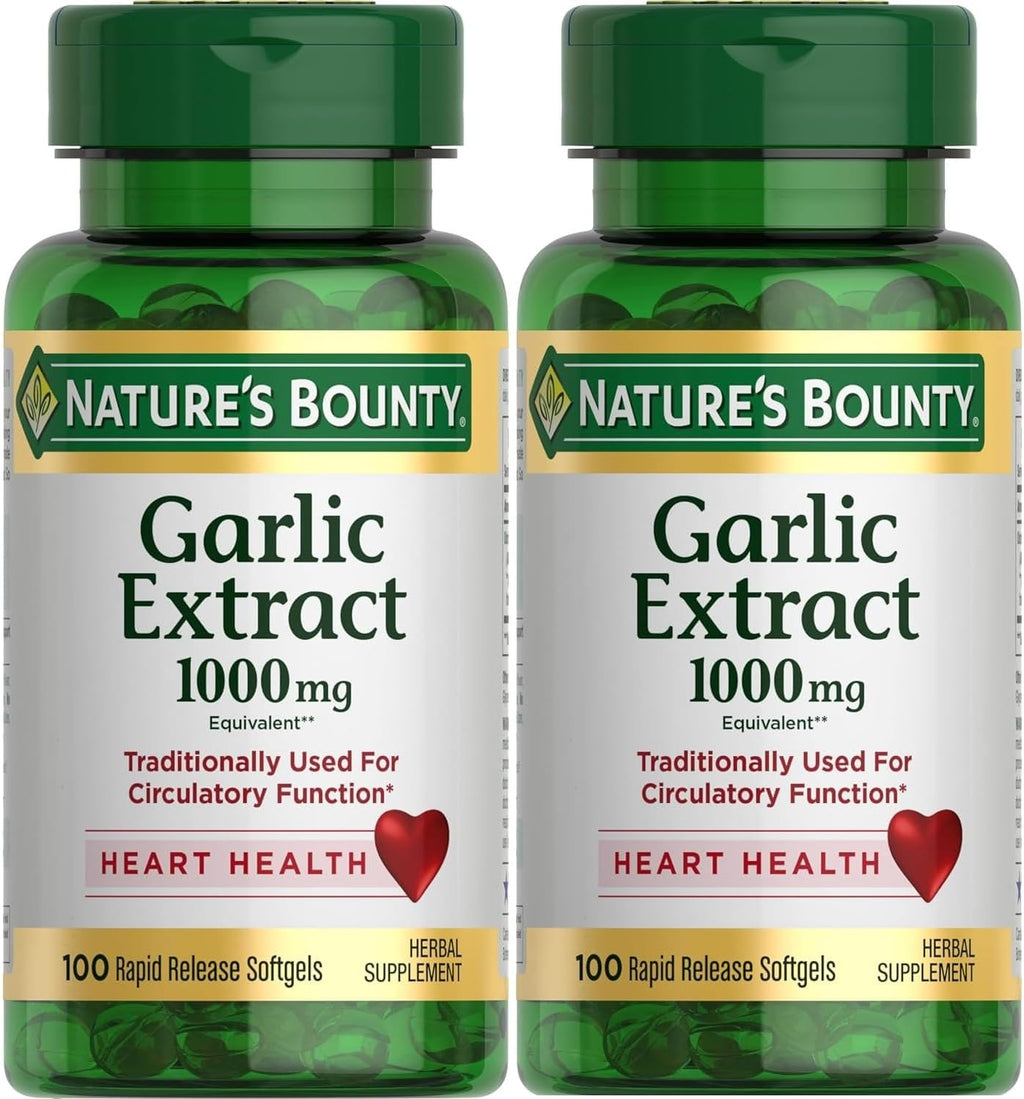 Nature's Bounty Garlic Extract 1000 mg Softgels 100 ea (Pack of 2)