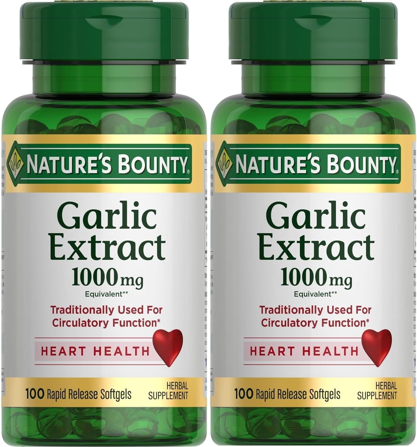 Nature's Bounty Garlic Extract 1000 mg Softgels 100 ea (Pack of 2)