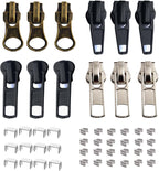 JOSDIOX Zipper Repair Kit #5 Zippers Pull 12 Pcs, Sliders, Top Stop & Bottom Replacement, Fix Zip On for Repairing Coats,Jackets with Metal, Plastic and Nylon Coil Teeth