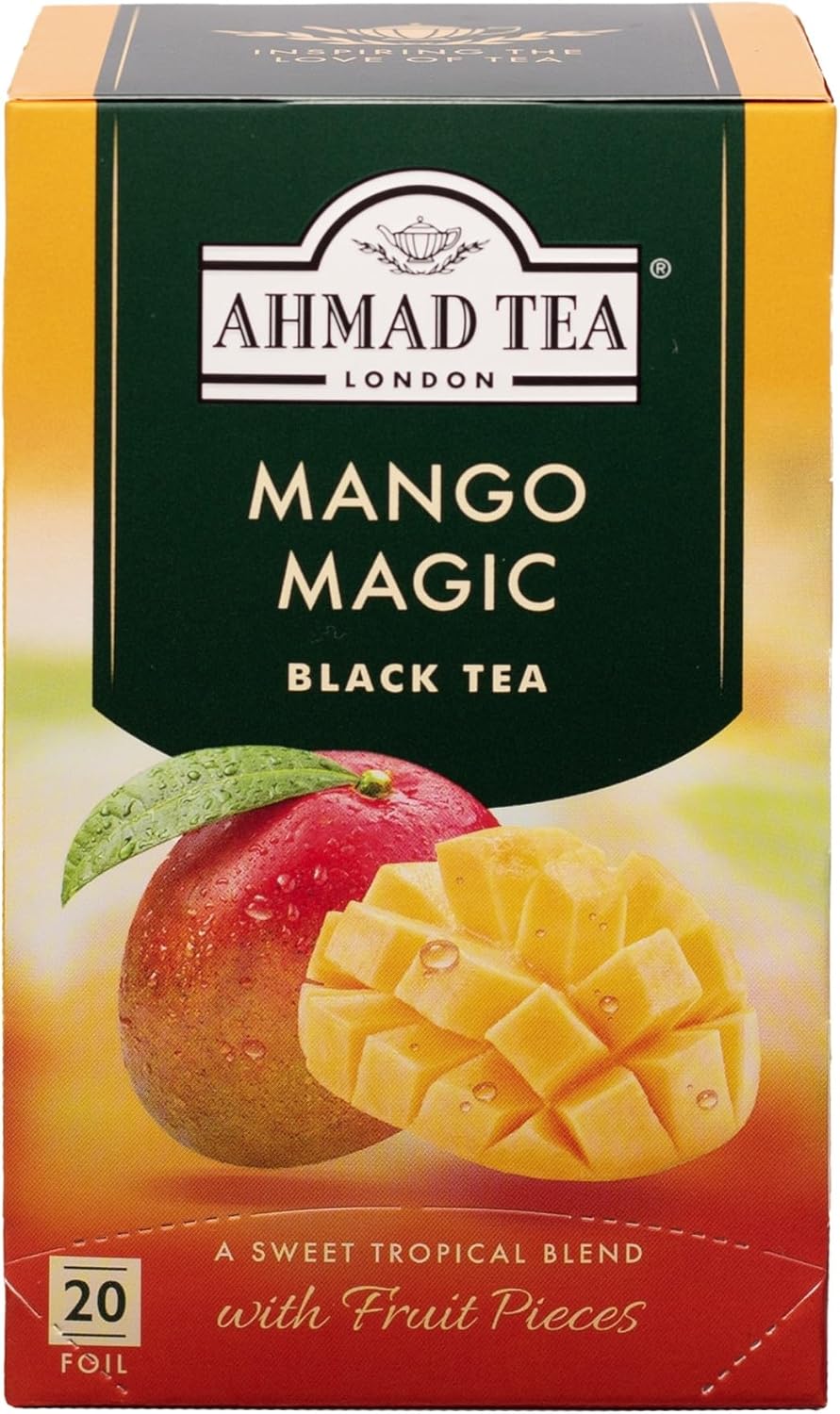 Ahmad Tea Mango Magic Black Tea, 20-Count Boxes (Pack of 6)