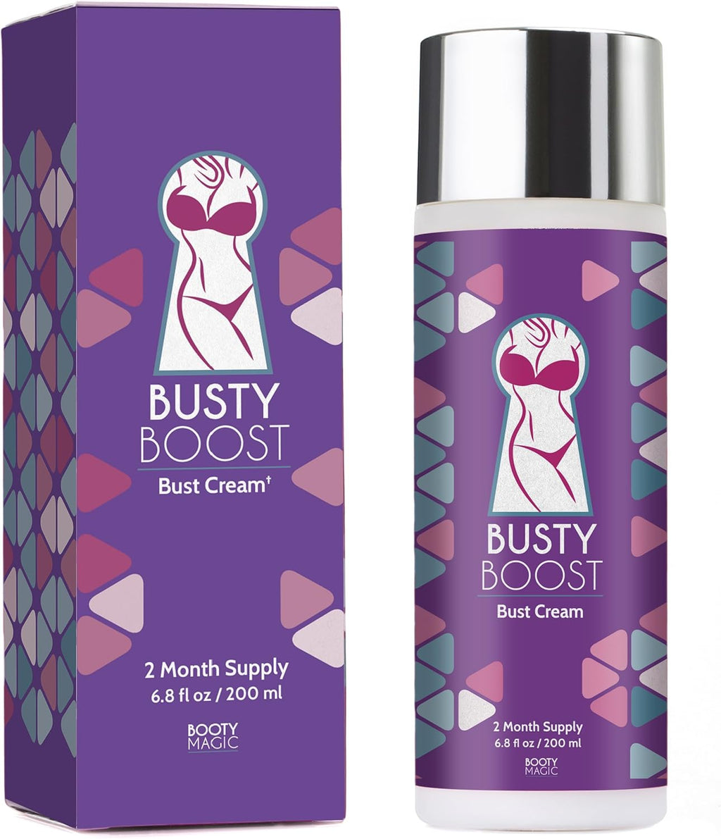 Busty Boost Breast Enhancement Cream – Natural Firming & Lifting Cream for Fuller, Firmer Breasts – Infused with Maca Root, Wild Yam, Guggul Resin & Gotu Kola – Made in the USA – (2 Month Supply)