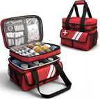 Double Layers Medicine Organizer Storage Bag with Dividers, First Aid Bag with Medic First Aid Badge, Medical Bag for Medical Supplies & Equipment