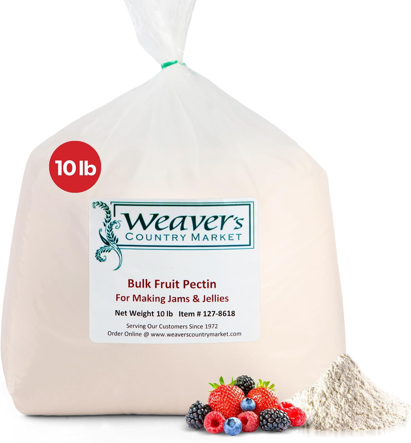 Weaver's Country Market Bulk Fruit Pectin Powder for Jam and Jellies - Made in USA Pectin for Canning Jelly, Cost Effective Pectin for Canning Jam (10 Lb. Plastic Bag)
