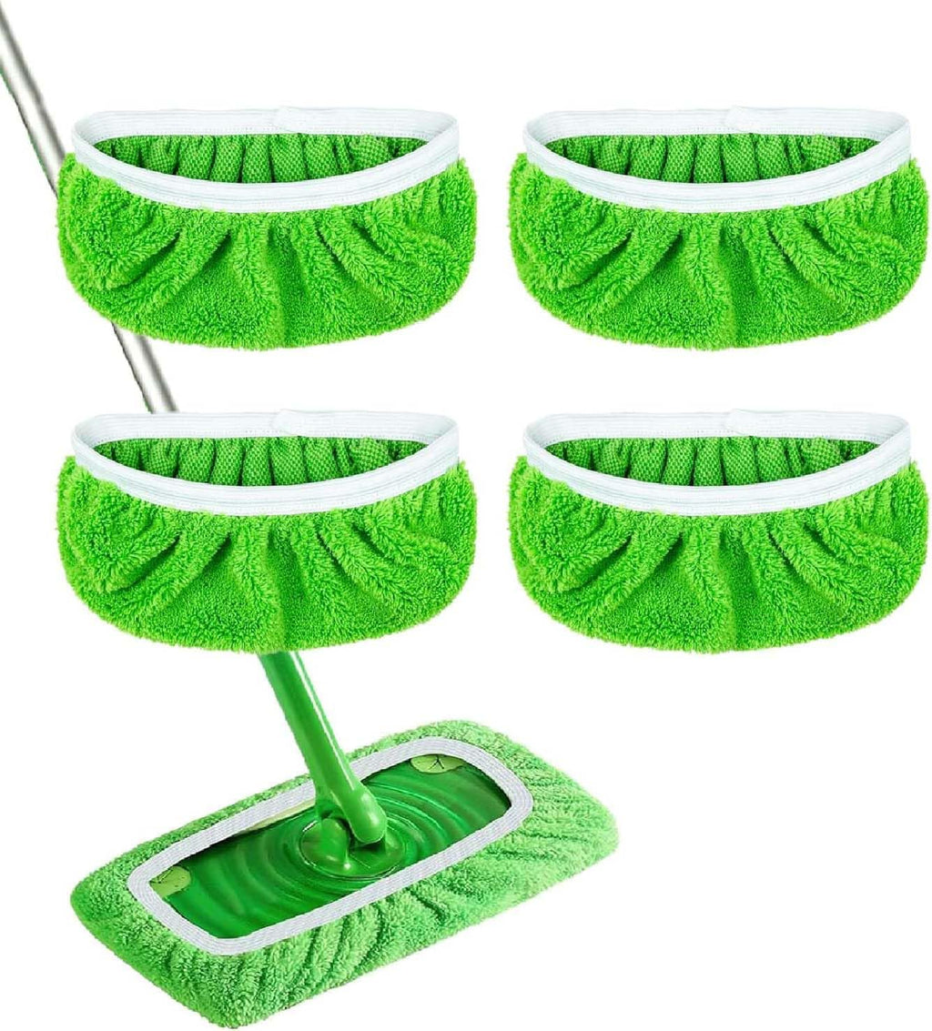 4 PCS Reusable Dry Sweeping Cloths Microfiber Wet Mop Pads Compatible with Mop Replacement Sweeping Mopping pad Refills for Hardwood Surface Floor Cleaning