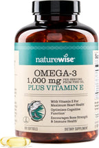 NatureWise Extra-Strength Omega 3 Fish Oil Supplement - 1000mg per Serving - 600 EPA & 400 DHA and Vitamin E - Support for Heart & Brain Health - Lemon Flavor, GMO-Free - 180 Softgels[3-Month Supply]