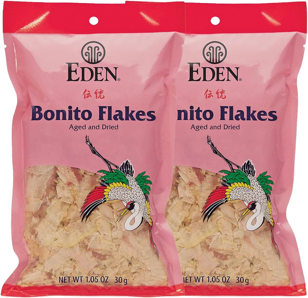 Eden Japanese Bonito Flakes, Shaved Skipjack Tuna, Katsuobushi 鰹節, Traditionally Aged and Dried, Hardwood Smoked, Make Dashi and Miso Soup, 1.05 oz (2-Pack)
