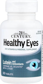 21st Century Healthy Eyes with Lutein Tablets, (60 Count), Eye Vitamins & Mineral Supplement with Antioxidants for Vision Support, Eye Health Supplements for Adults & Seniors, Non GMO & Gluten Free
