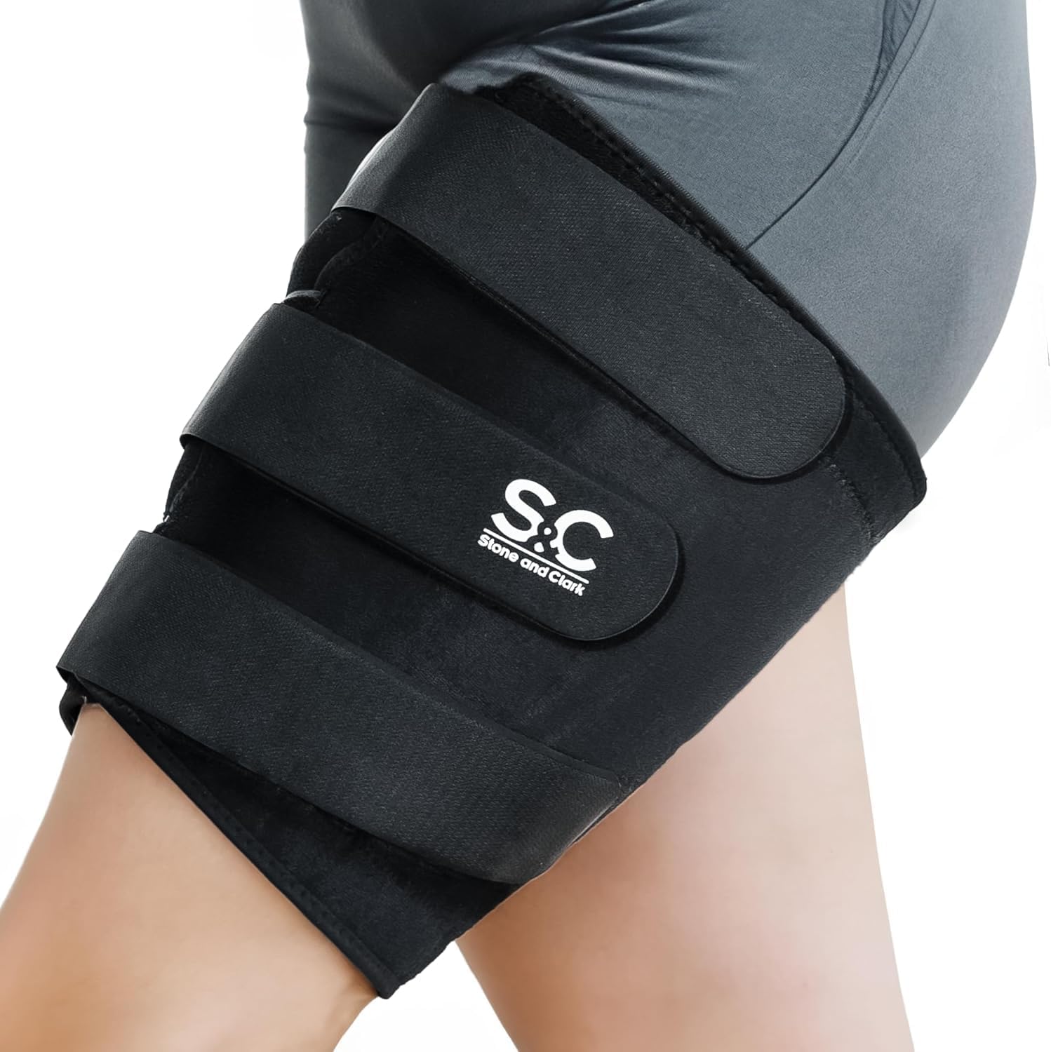 Thigh Brace Support - Adjustable Fit Thigh Compression Sleeve for Men & Women - Groin Brace, Thigh Wrap Ideal for Muscle Recovery, Sports and Injury Prevention - XXL