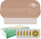21 PCS Colostomy Bags Two Piece Ostomy Bag Ostomy Supplies Drainable Pouches with Closure for Ileostomy Colostomy Urostomy Stoma Care Cut to Fit (15 PCS Bags+6 PCS Barrier)