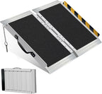 2FT Wheelchair Ramp for Door Thresholds & Curbs - Ultra Lightweight 8.6 lbs, Portable Foldable Design, 800 lbs Capacity, Non-Slip Surface, Recommended for 1-3 Inch Steps