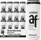 AUTOFOCUS Functional Energy Drink - Natural Focus Drink with Coffee Fruit & L-Theanine - Clean Caffeine Brain Booster - No Added Sugar. Productivity Energy Drink for Work & Study - Black Currant - 12oz Can