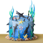 Geyee 18 Pack Shark Cake Toppers for Attack Sea Creatures Decor Shark Figurines Decorations Ocean Theme Cupcake Picks for Birthday Shower Party Favors Supplies