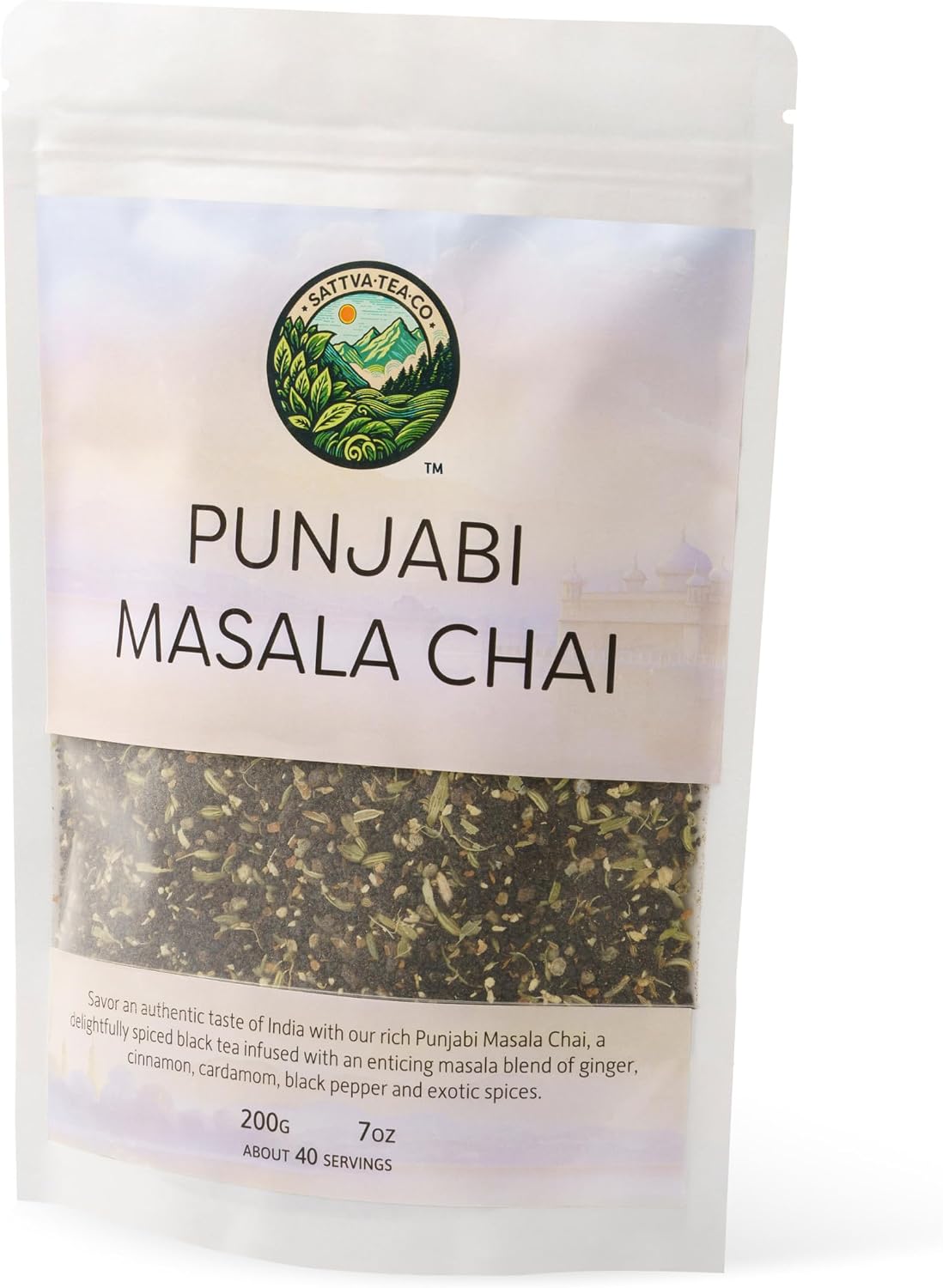 Sattva Tea Co | Punjabi Masala Chai | 200g/7oz Loose Leaf (Makes 40+ Cups) | Authentic Indian Spiced Chai Tea Blend with Ginger, Cinnamon, Cardamom, and Black Pepper | Sustainably Sourced, Vegan & Microplastics-Free