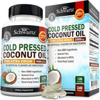 Coconut Oil Capsules 2000mg - Organic Pure Extra Virgin Unrefined Cold Pressed MCT Rich & Non-GMO for Healthy Skin Nails Hair Growth Support Bloating Anti Aging Digestion - 240ct (4 Month Supply)