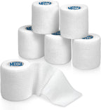 6 Pack, Self Adherent Cohesive Tape - 2” x 5 Yards, Self Adhesive Bandage Rolls & Sports Athletic Wrap for Ankle, Wrist, Knee Sprains and Swelling, Vet Wraps in White Color