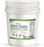 Earth Circle Organics Premium Ultra-Pure UNREFINED Cold Pressed Organic Extra Virgin Coconut Oil - Gluten-Free, Keto & Paleo Friendly - Pure Oil for Skin & Hair Care, Cooking, Baking & More - 5 Gallon