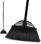 Four-Section Rod Long-Handled Broom,Heavy-Duty Broom, Angle Broom for Outdoor/Indoor（Black）