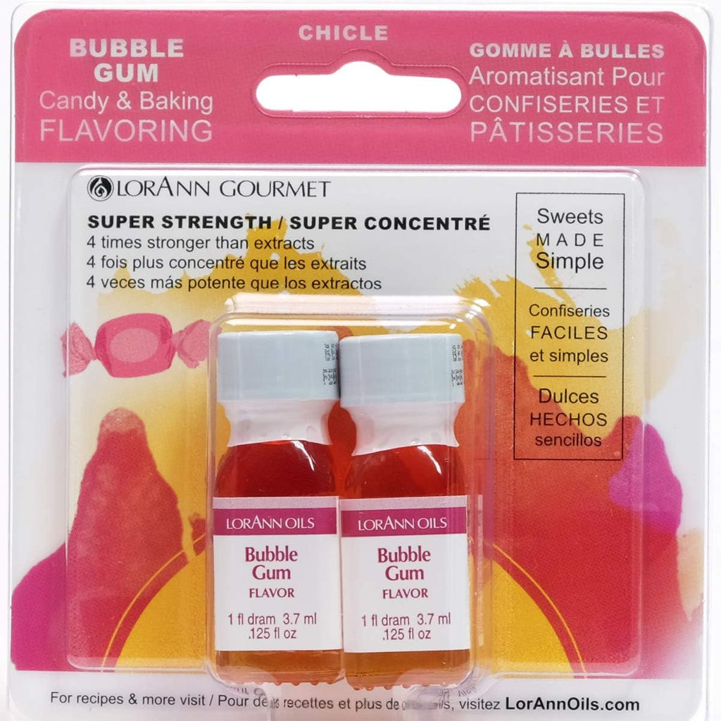 LorAnn Oils Super Strength Flavoring - Used For Candy Making, Flavoring, Baking, Hard Candy, & Flavor Oils - Bold, Natural Flavors 4X Stronger Than Extracts - Bubble Gum, Pack of 2, 0.125 fl oz