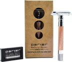 Parker 56R Heavyweight Double Edge Safety Razor with 5 Parker Premium Platinum Stainless Steel Razor Blades – Classic 3 Piece Design (Rose Gold))