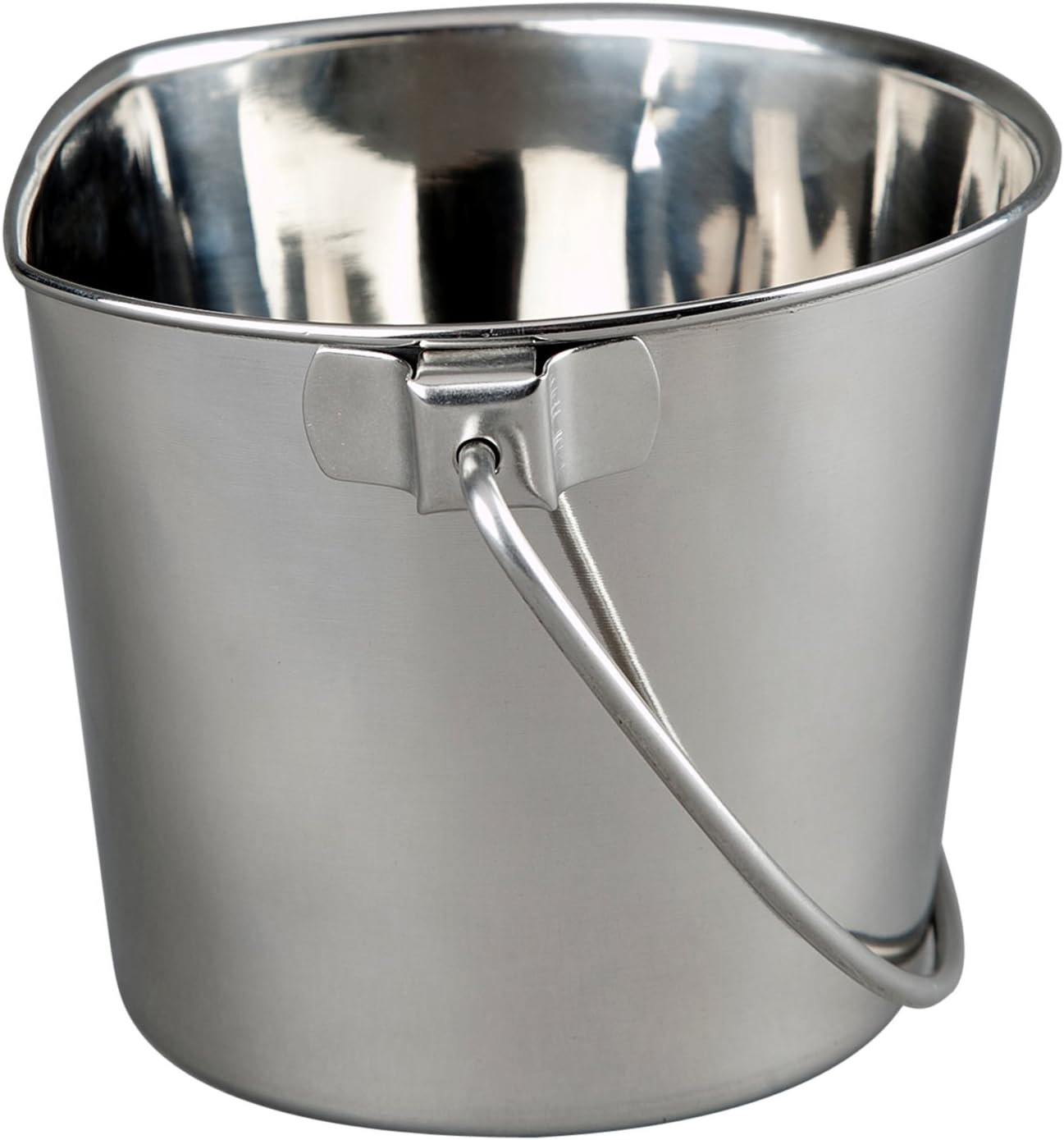 Advance Pet Products 2 Quart Heavy Duty Stainless Steel Flat Side Bucket | Durable Food & Water Pail for Dogs, Cats, Kennels, Cages and Critter Crates | Multi-Purpose Bucket