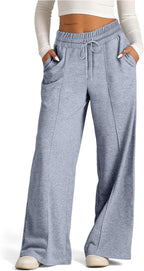 SOFIA'S CHOICE Wide Leg Sweatpants Women Drawstring High Waisted Pants with Pockets Jogger