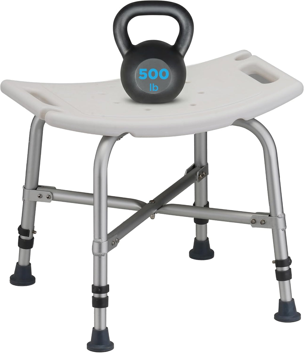 NOVA Heavy Duty Shower Chair 500 lb Capacity – Bath Seat for Seniors & Handicap, Adjustable Height, Aluminum Frame, Non-Slip Feet, Handheld Shower Holder, Fully Assembled