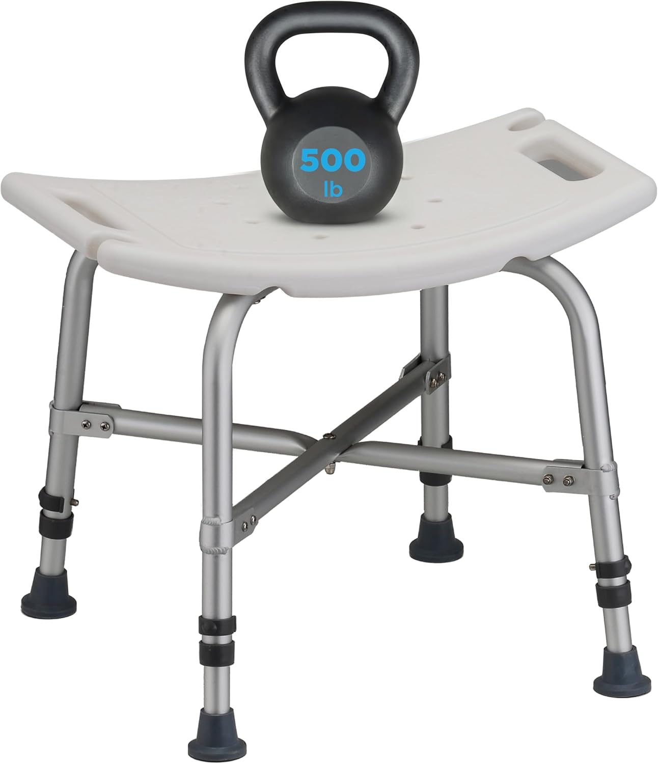 NOVA Heavy Duty Shower Chair 500 lb Capacity – Bath Seat for Seniors & Handicap, Adjustable Height, Aluminum Frame, Non-Slip Feet, Handheld Shower Holder, Fully Assembled