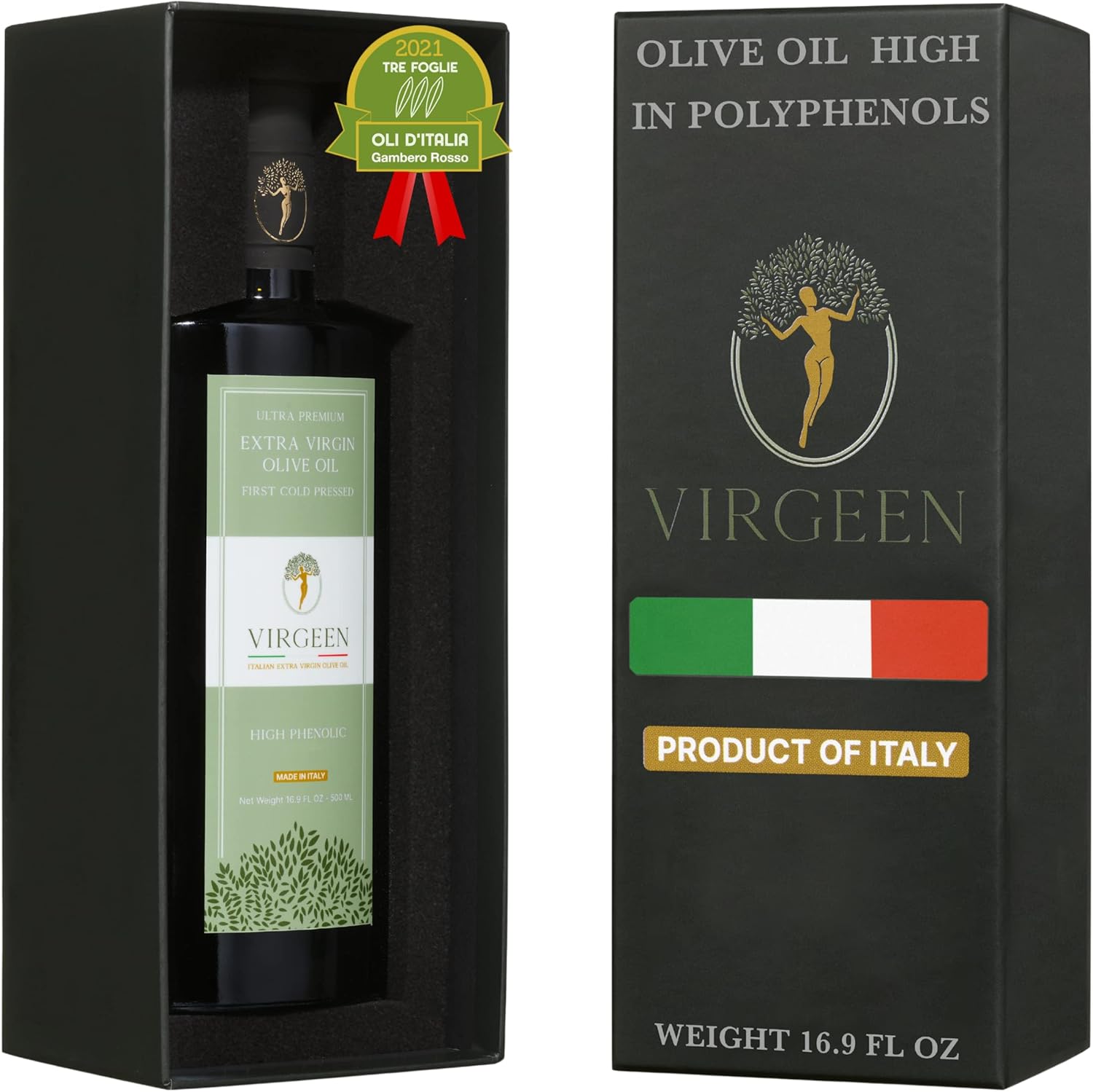 N°1 Drinking Extra Virgin Olive Oil - Italian Olive Oil from Italy 2025 Gold Awards Winner - 514 mg/kg High in Polyphenols evoo - 100% Unrefined and Cold pressed evoo for Drinking and Finishing Use