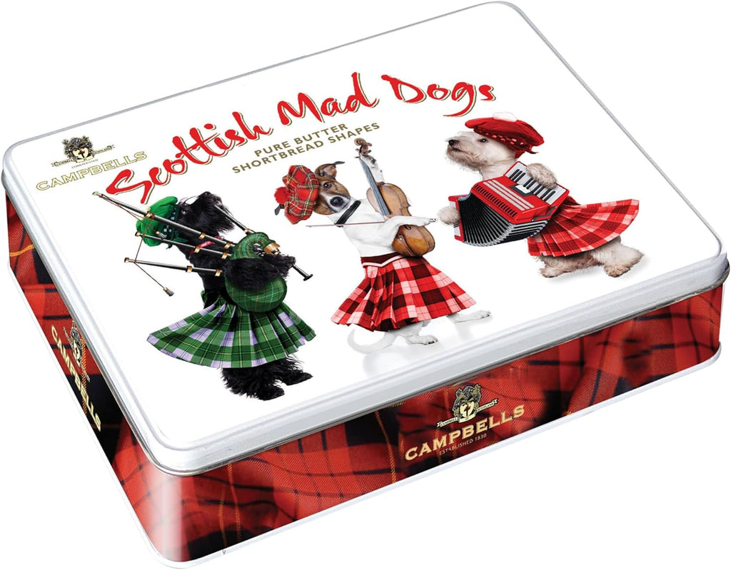 Campbells Shortbread Scottish Mad Dogs Assorted Cookies Tin 5.3 Oz (150g) - Pure Butter Scottish Shortbread Cookies from Scotland, British Tea Biscuits, Gift Tin for Dog Lovers, Scottish Treats