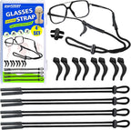 Eye Glasses Holder Strap - glass Straps Cords for Men Women Kids -sunglasses Eyeglass Holders Around Neck - Eyewear String Lanyard Retainer - 4 PCS Black Includes Storage Case