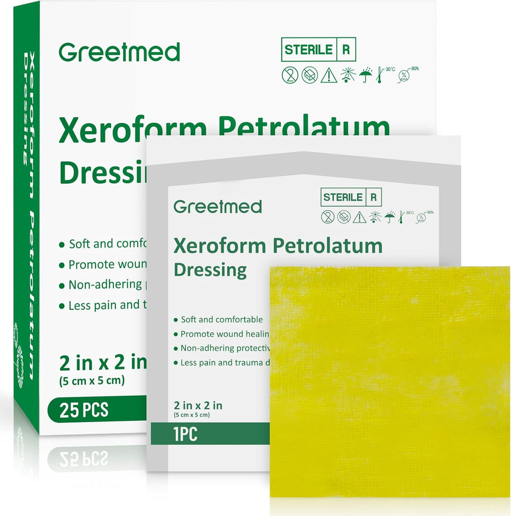 Xeroform Petrolatum Dressing 2inx2in 25 Individual Pack Wound Dressing, Non-Adherent Gauze Pads for Wounds, Partial Thickness Burns, Lacerations, Skin Grafts, Recipient Sites, Sutured Wounds