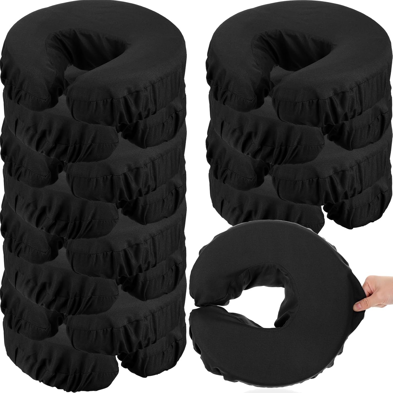 Tatuo 12 Pcs Face Cradle Covers for Massage Head Rest Microfiber Reusable Soft Thicker Massage Table Face Covers Oil Proof Headrest Cradle Sheets for Spa Beauty(Black)