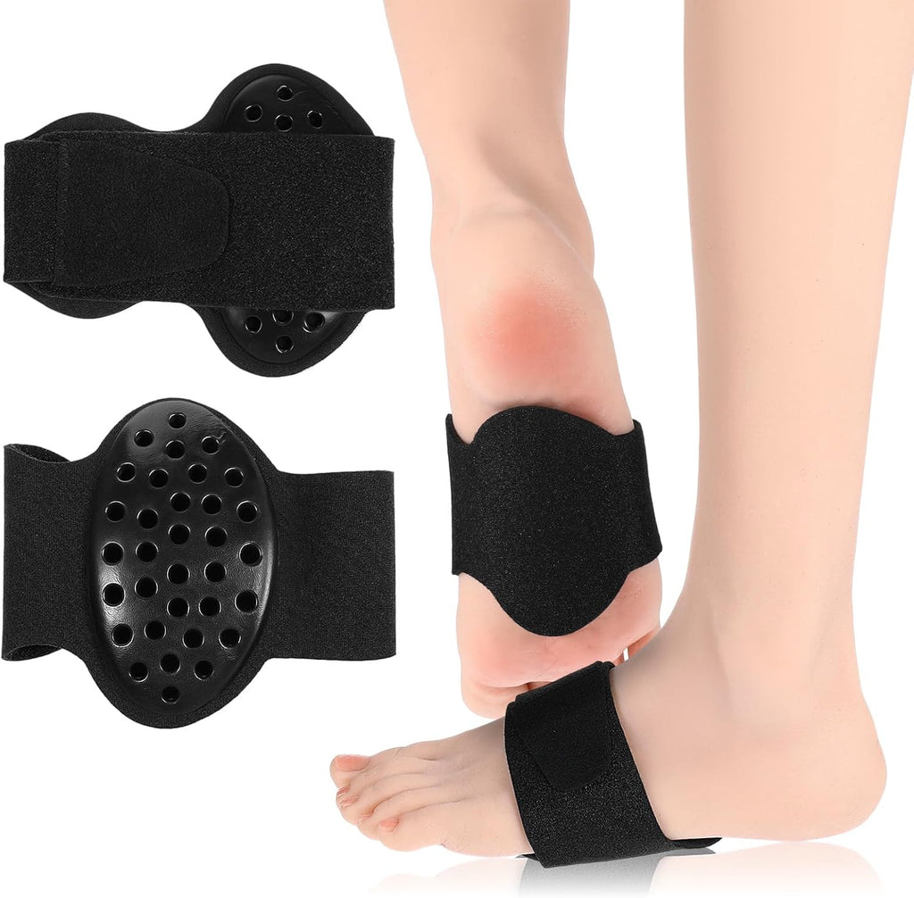 Sibba 1 Pair Arch Support Brace for Plantar Fasciitis Relief Adjustable Honeycomb Design Black Soft Foot Brace with TPE Gel Pads for High Arch Flat Feet High & Fallen Arches Fits All Shoes & Socks