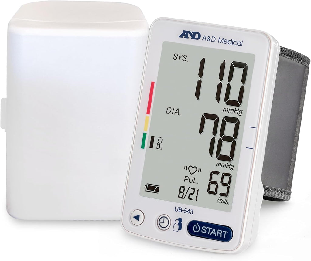 A&D Medical Essential One Wrist Blood Pressure Monitor for Home Use, UB-543, BP Adjustable Cuff (5.3-8.5"/13.5-21.5 cm), 2 Users, One Button Operation, 60 Reading Memory, Carrying Case, 2 AAA Battery
