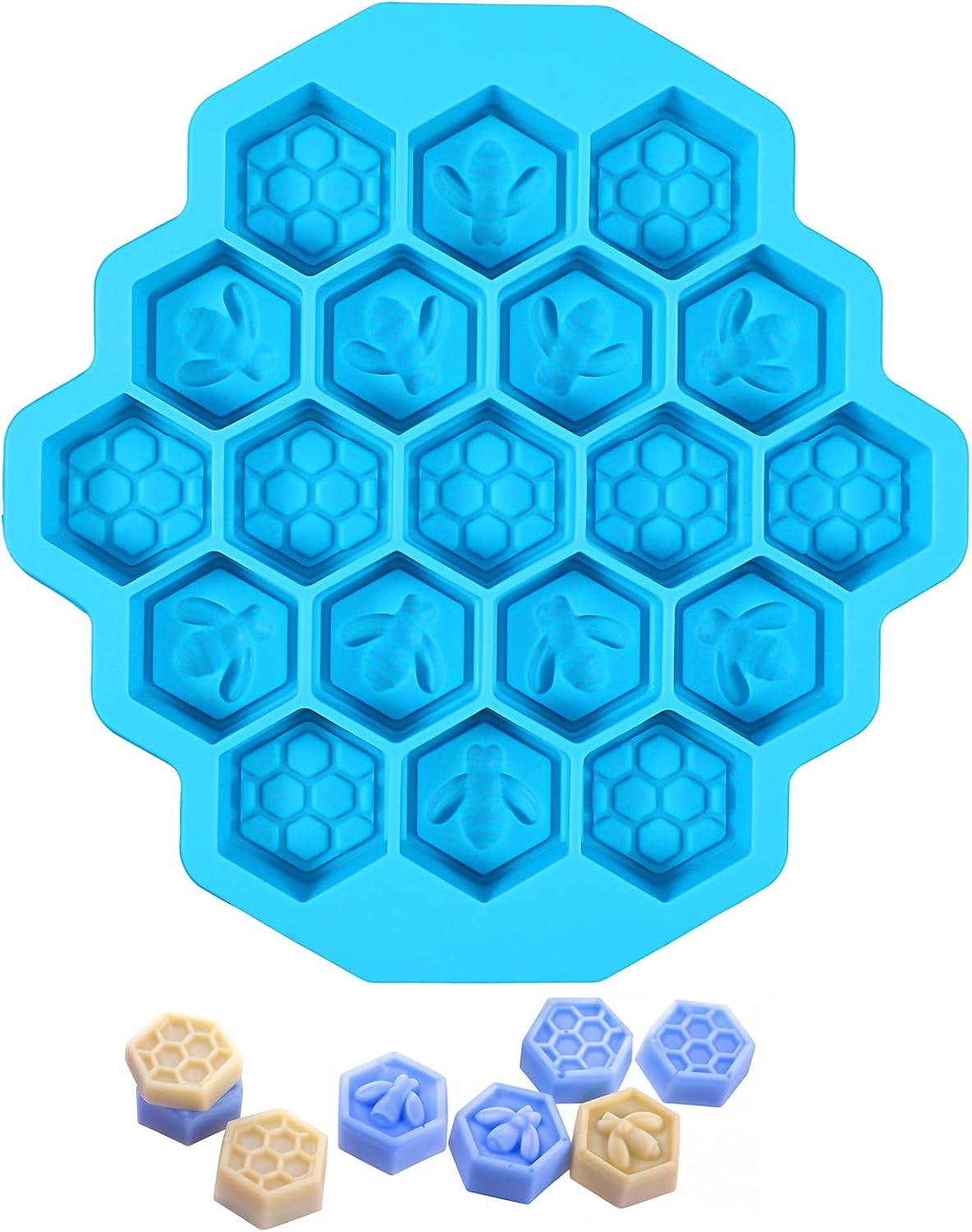 Versatile Honey Comb Silicone Mold, 19 Cavity Bee Silicone Mold for Baking, Reusable Non-Stick Gummy Molds for Candy, Chocolate, Jelly, Ice Cube