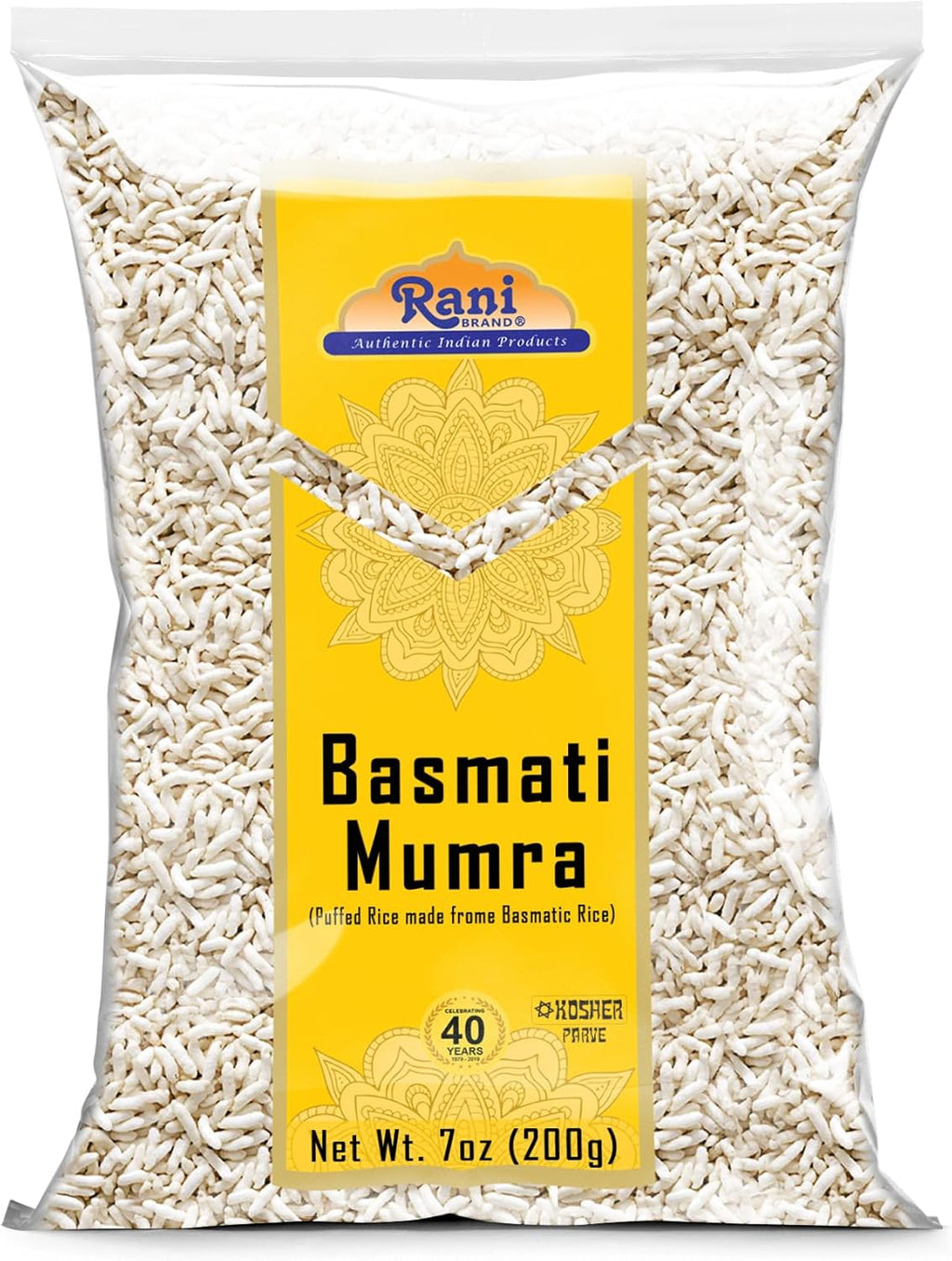 Rani Basmati Mumra (Puffed Rice) 7oz (200g) ~ All Natural | No Color | Gluten Friendly | Vegan | NON-GMO | Kosher | No Salt or fillers | Indian Origin